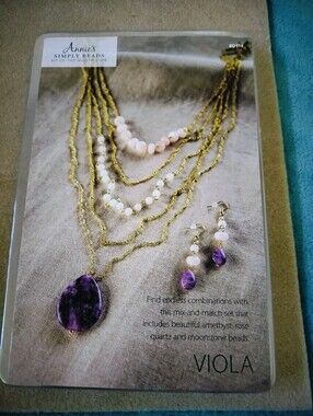 ANNIE'S Simply Beads Necklace Earrings Kit VIOLA Amethyst Quartz BD116 NEW